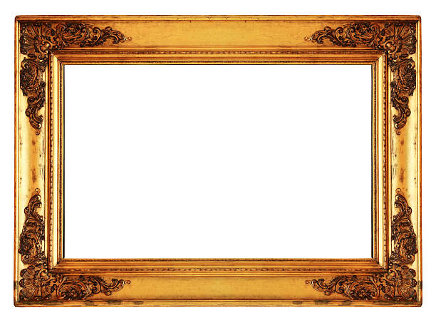 istock Old revival golden picture frame (clipping path) 181077995