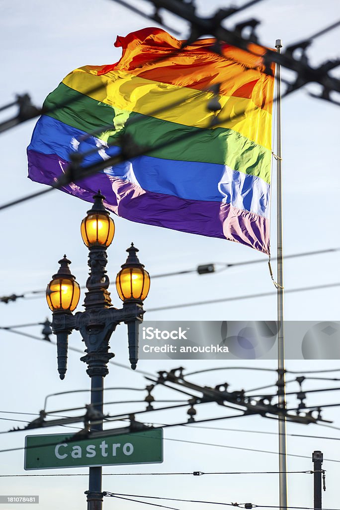 Bandeira do orgulho Gay de Castro District de San Francisco - Foto de stock de Castro District royalty-free
