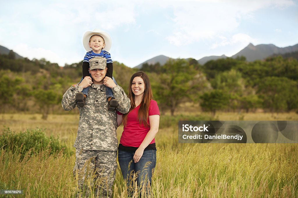 Real American Military Family Real American Military Family. American Flag Stock Photo