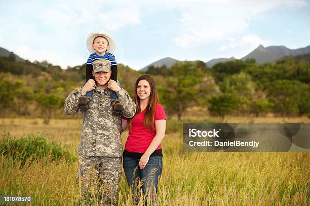 Real American Military Family Stock Photo - Download Image Now - American Flag, 2-3 Years, Adult