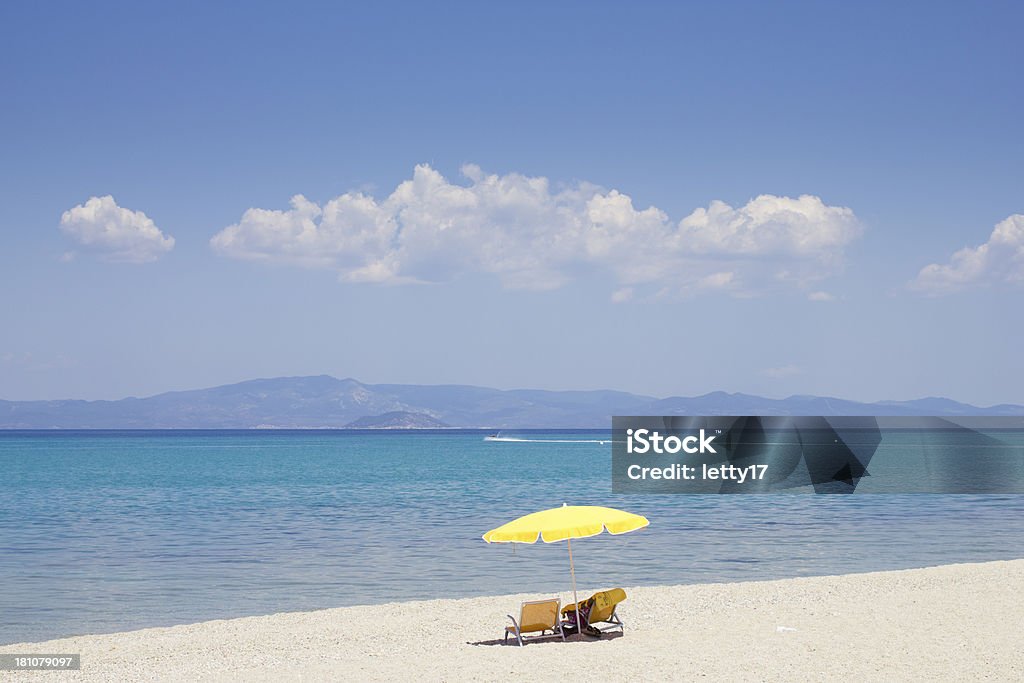 Greece beach Beautiful empty sandy beach. Greece - Halkidiki - Kassandra Beach Stock Photo