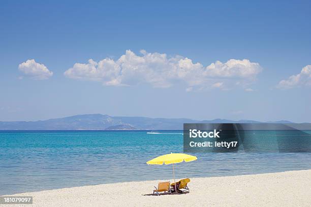 Greece Beach Stock Photo - Download Image Now - Beach, Beach Umbrella, Blue