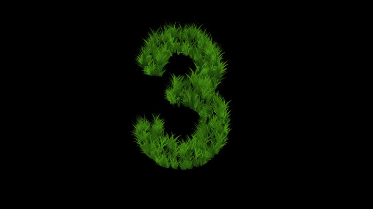 Countdown 10 seconds with green grass effect on plain black background