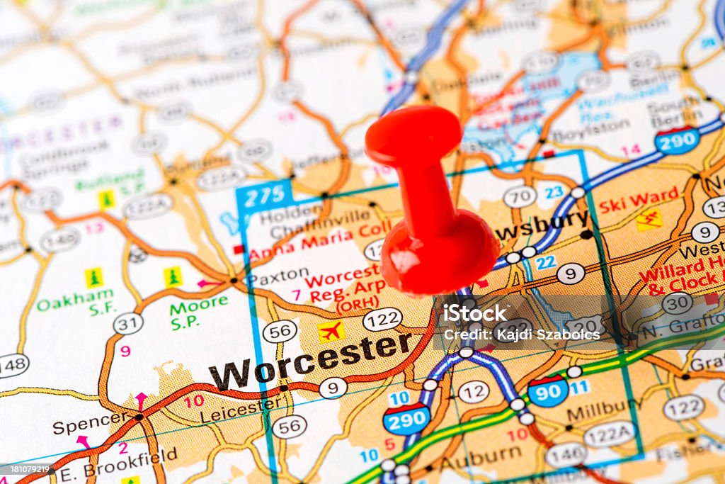 Nous capitales sur la carte series: Worcester, Massachusetts - Photo de Massachusetts libre de droits