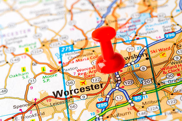 istock US capital cities on map series: Worcester, MA 181079219