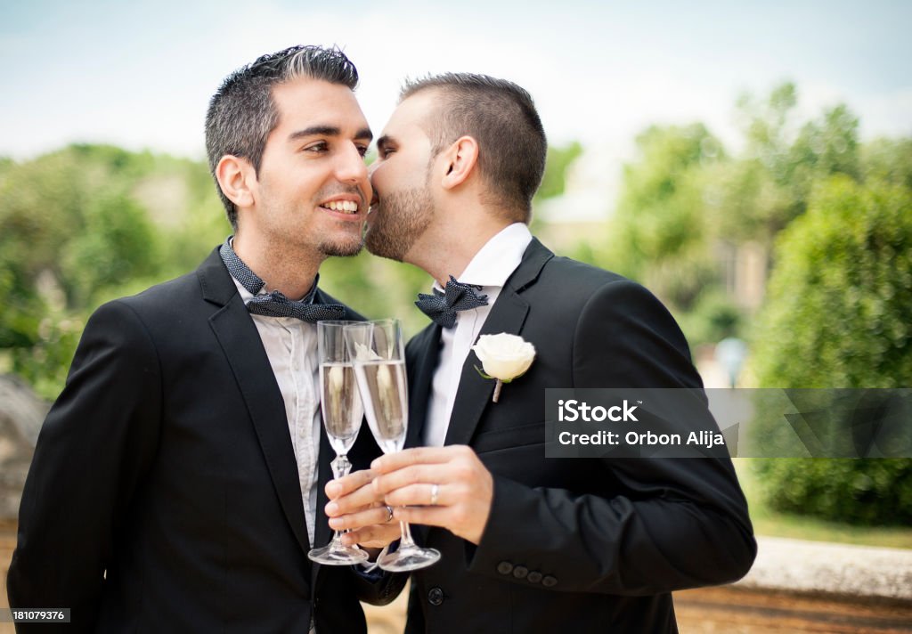 Retrato de pareja Gay haciendo un brindis - Foto de stock de 20-24 años libre de derechos