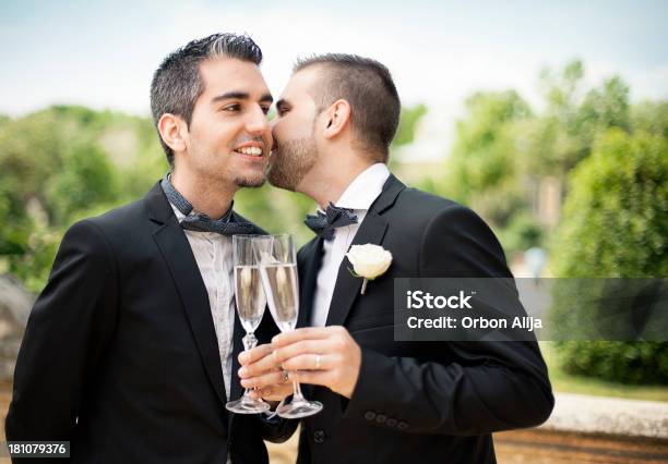 Retrato De Pareja Gay Haciendo Un Brindis Foto de stock y más banco de imágenes de 20-24 años - 20-24 años, 25-29 años, Adulto