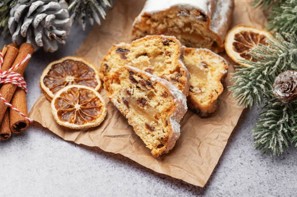 istock Christmas stollen with winter holidays decoration 1810801454