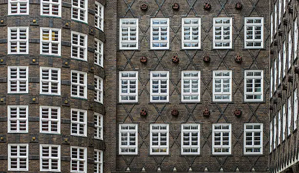 Architectural detail. Facade Chilihaus Hamburg