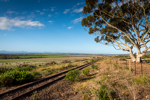 karoo south africa, railway line, rail siding, train spoor, train line