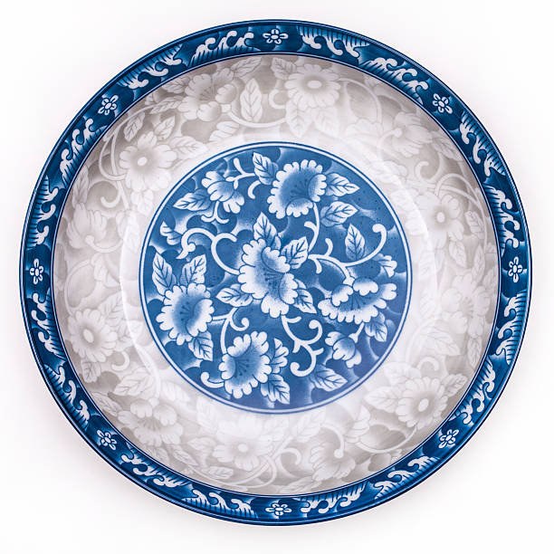 Ancient blue and white porcelain plate stock photo