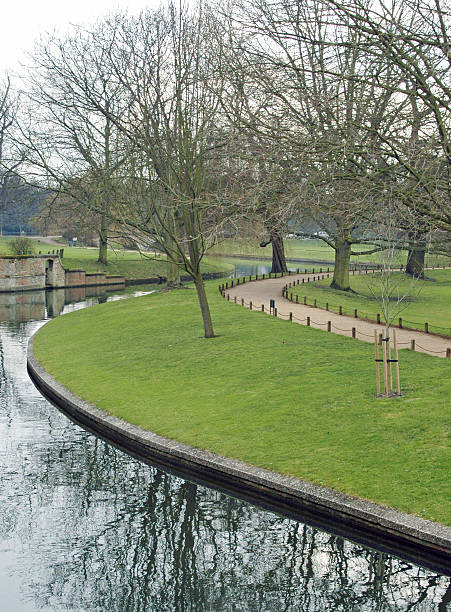 Winding river Cam and walkway in England