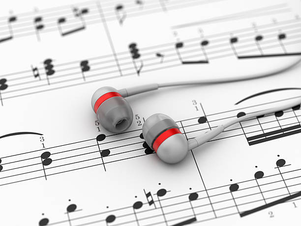 istock Headphones on music background 181081680