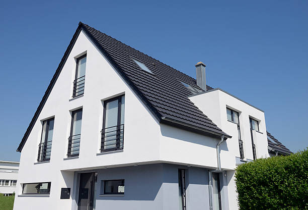 istock Contemporary white one family house 181082003