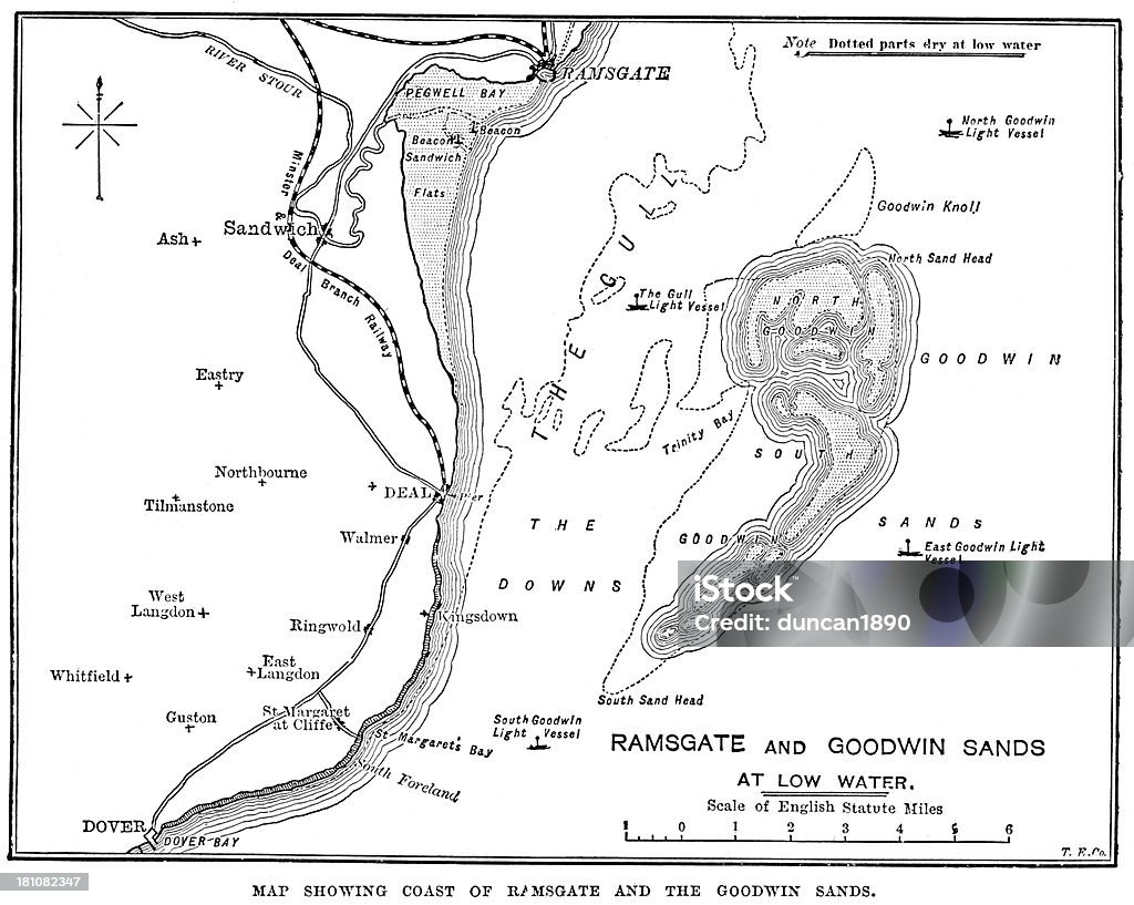 Mapa de Ramsgate y Goodwin Sands - Ilustración de stock de Mapa libre de derechos