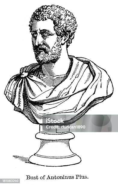 Antoninus Pius - Stockowe grafiki wektorowe i więcej obrazów Ilustracja - Ilustracja, Popiersie - rzeźba, Rzymski