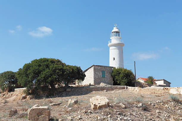 Old Lighthouse in monochrome. Kato Pafos, Cyprus.