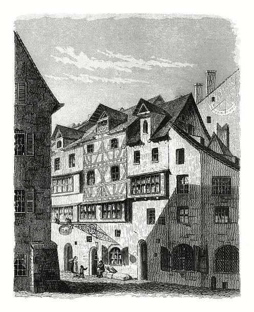 illustrations, cliparts, dessins animés et icônes de maison ville de nuremberg, du xvie siècle - built structure germany history 19th century style