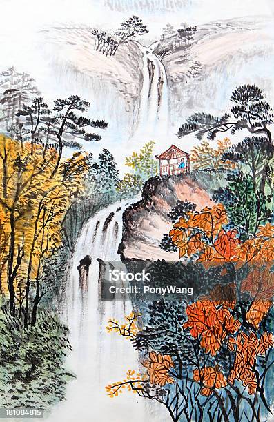 Пейзажкитайский Традиционный Живопись — стоковые фотографии и другие картинки Япония - Япония, Живопись - художественное произведение, Японский язык