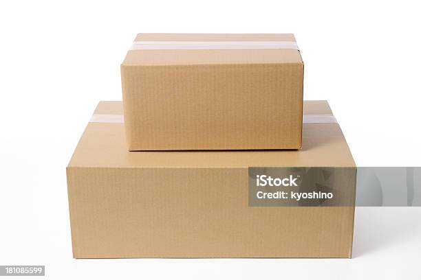 絶縁ショットのスタックドブランク白い背景に段ボール箱 - 二つのストックフォトや画像を多数ご用意 - 二つ, 積み重なる, 紙容器