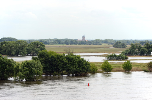 Elbe River dyke near Fischbeck of great flood 2013