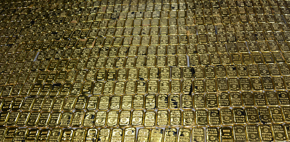 Close up stack of gold bars, financial wealth concepts and business