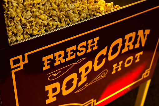 Retro Movie Popcorn maker. Selective focus.