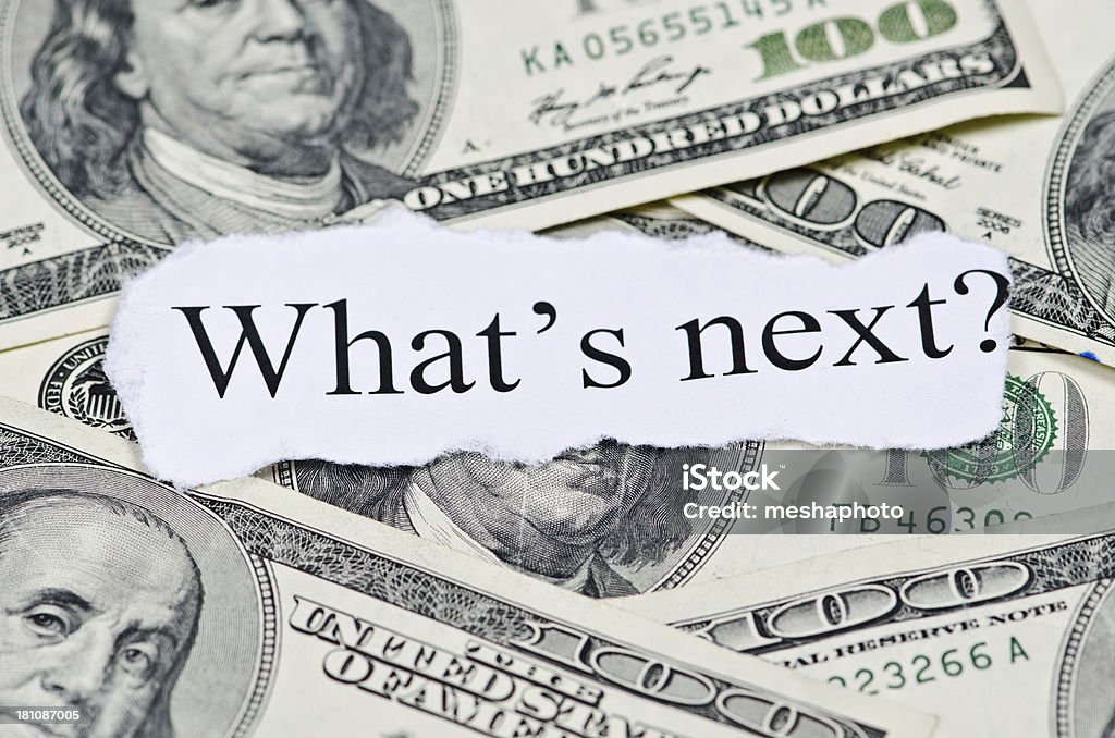 Talking Money What's Next? Future money/economy concept American One Hundred Dollar Bill Stock Photo