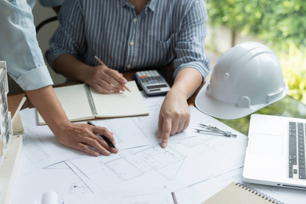 istock Architecture drawing on architectural Creative project business architecture building constructionÂ Industrial engineering Achievement Planning Design on blueprint eco Concept 1810891622
