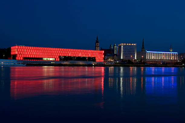 View at Linz and River Danube with the Lentos Museum, Austria
