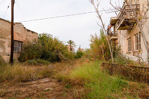 Buildings in the abandoned city Varosha in Famagusta, North Cyprus. The local name is Kapali Maras in Cyprus