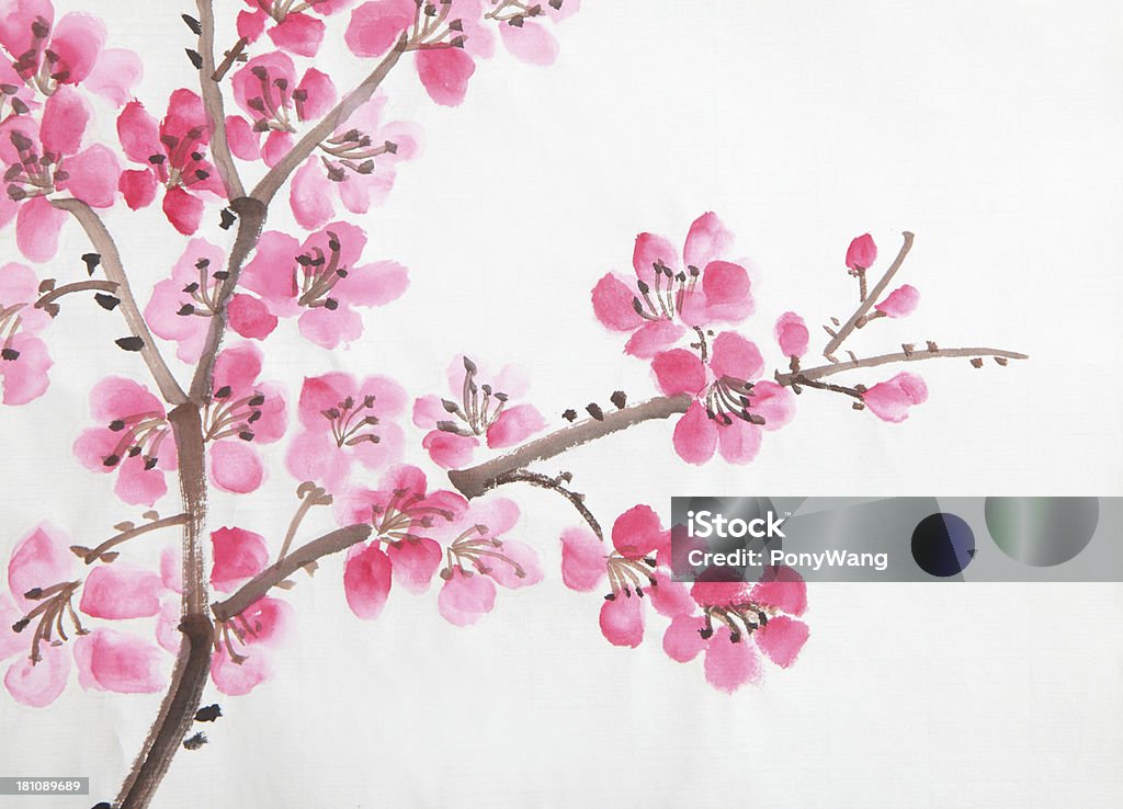 Pintura de flores chino - Foto de stock de Japón libre de derechos