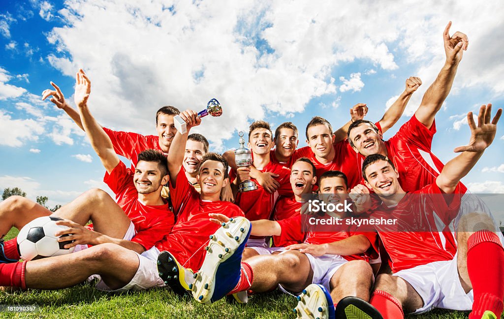 Erfolgreiche soccer team. - Lizenzfrei Fußballmannschaft Stock-Foto