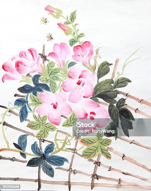 Chińskie Malarstwo Kwiatów - zdjęcia stockowe i więcej obrazów Kultura chińska - Kultura chińska, Kwiat - Roślina, Chiny