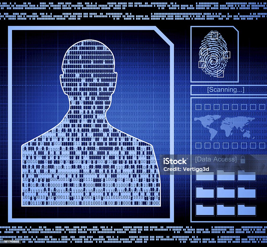 Security concept with a man's person information exposed Reference Earth Map taken from open source http://visibleearth.nasa.gov/view_rec.php?vev1id=11656  Bar Code Reader Stock Photo