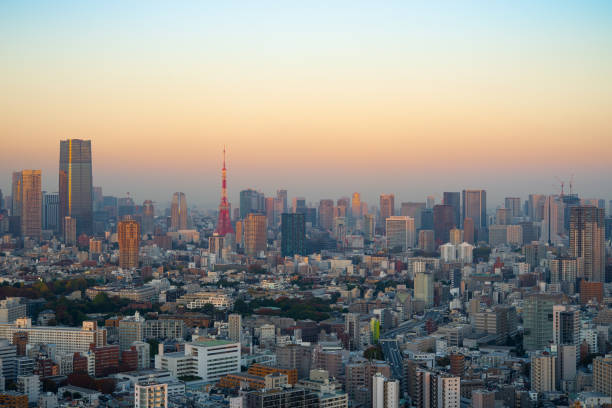 istock Tokyo Tower and skyscrapers at twilight. 1810910185