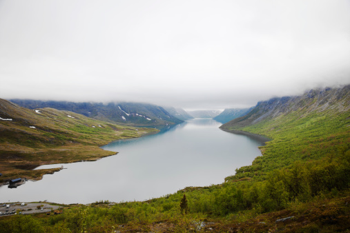 View to  Gjende from above . Jotunheimen   National Park,  Norway. 