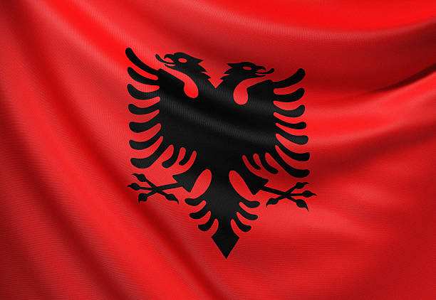 Flag of the Republic of Albania. 3d render.http://www.bjoernmeyer.de/bilder/flag_lightbox1.jpg
