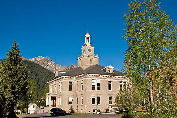 San Juan County Courthouse The historic San Juan County Courthouse was built in 1908. The courthouse is located in Silverton, Colorado, USA. jeff goulden government building stock pictures, royalty-free photos & images