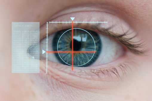 Scanning of an eye in progress. Concept for Biometrics