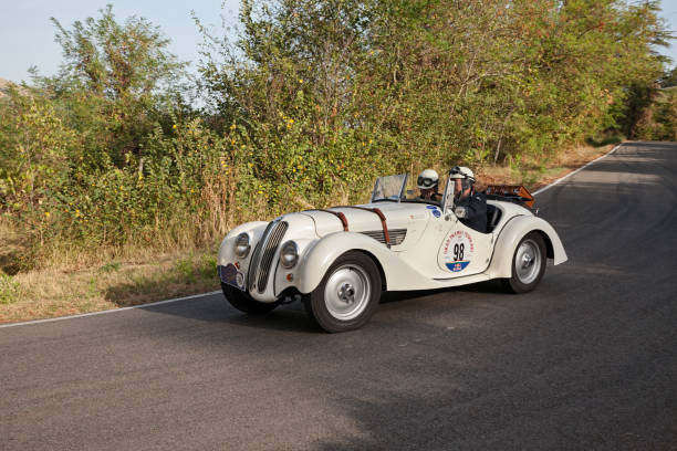 Racing car BMW 328 Roadster (1639) in classic car race Gran Premio Nuvolari, on September 17, 2023 in Predapppio, FC, Italy Racing car BMW 328 Roadster (1639) in classic car race Gran Premio Nuvolari, on September 17, 2023 in Predapppio, FC, Italy premio stock pictures, royalty-free photos & images