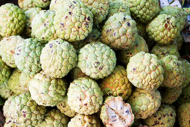 Stacked custard-apple or also known as sugar-apples.