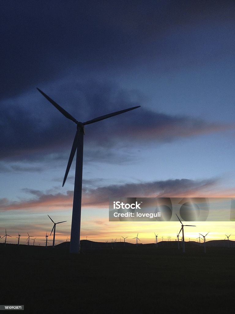 Éoliennes au coucher du soleil, - Photo de Agriculture libre de droits