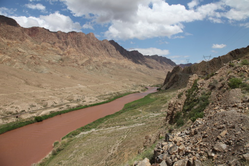 Aras river - natural border between Iran and Azerbaijan
