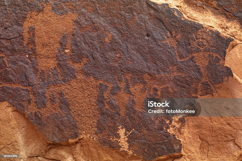 Fremont rock art, anciens pétroglyphes Moab, Utah, États-Unis - Photo de Anthropomorphisme libre de droits