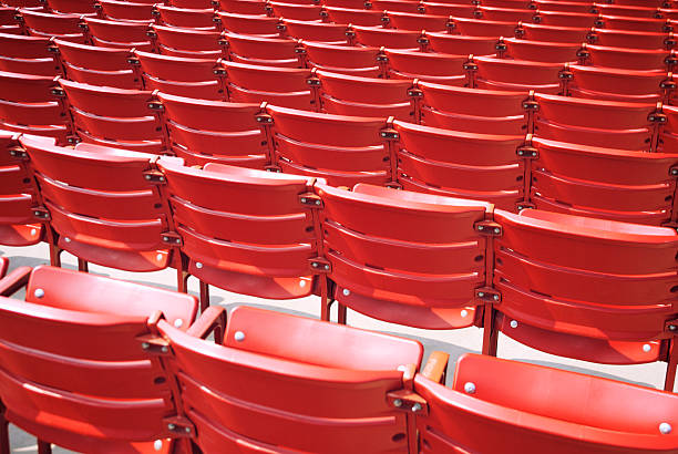 istock Rows of Empty Red Stadium Seats Outdoor Performance Hall 181093737