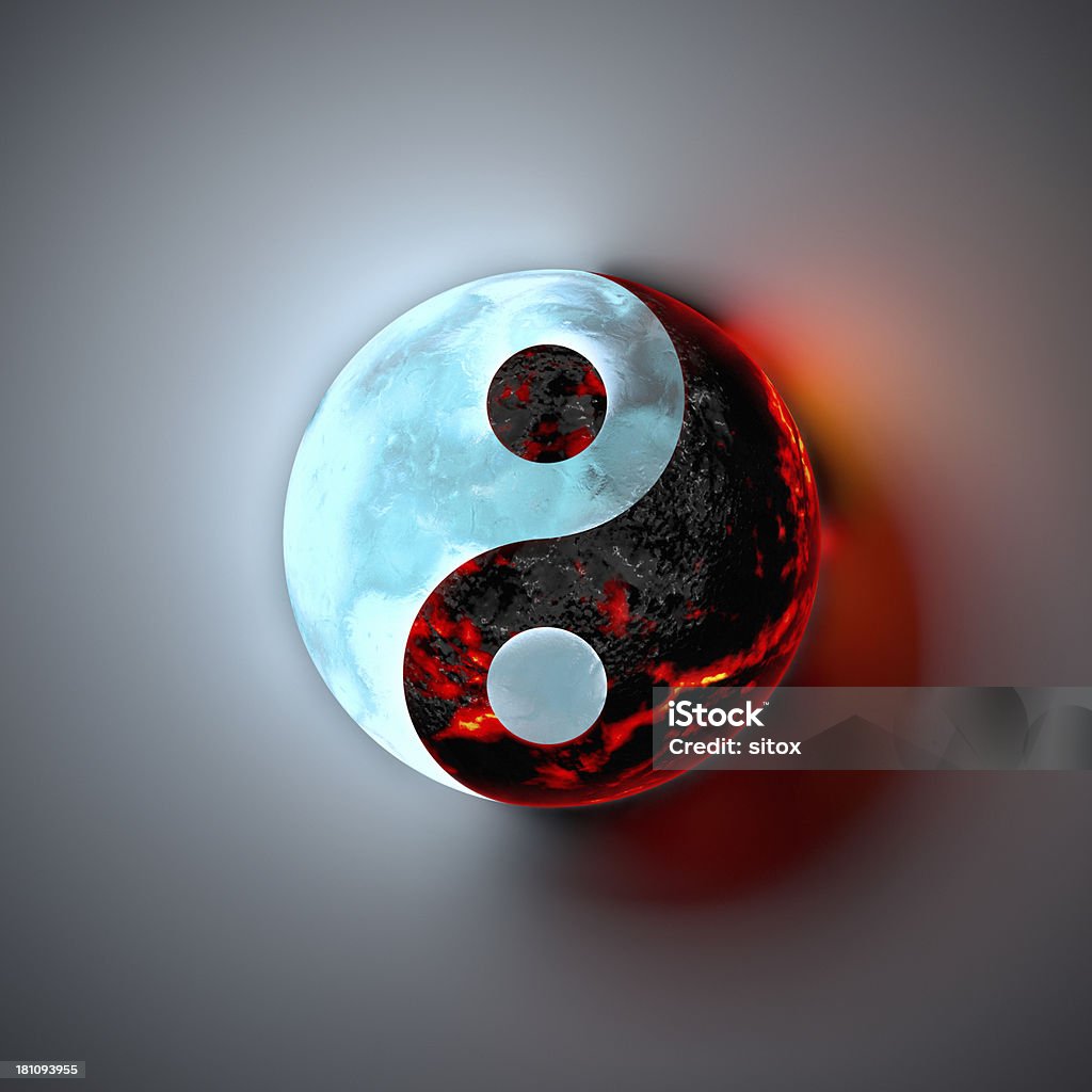 Yin Yang, Ice and Lava Yin and Yang symbol with ice/water contrary to lava/fire. Yin Yang Symbol Stock Photo