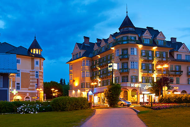 istock Small alpine town at dusk. 181094063