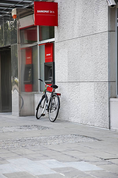 istock Bicycle parked outside bank ATM 181094182