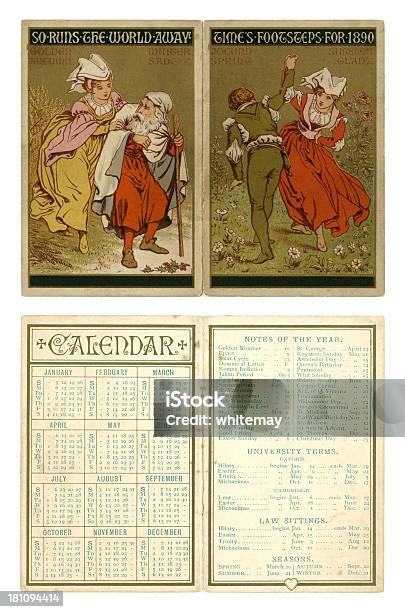 Calendário De 1890 - Arte vetorial de stock e mais imagens de Calendário - Calendário, Cartão de Saudações, Passado